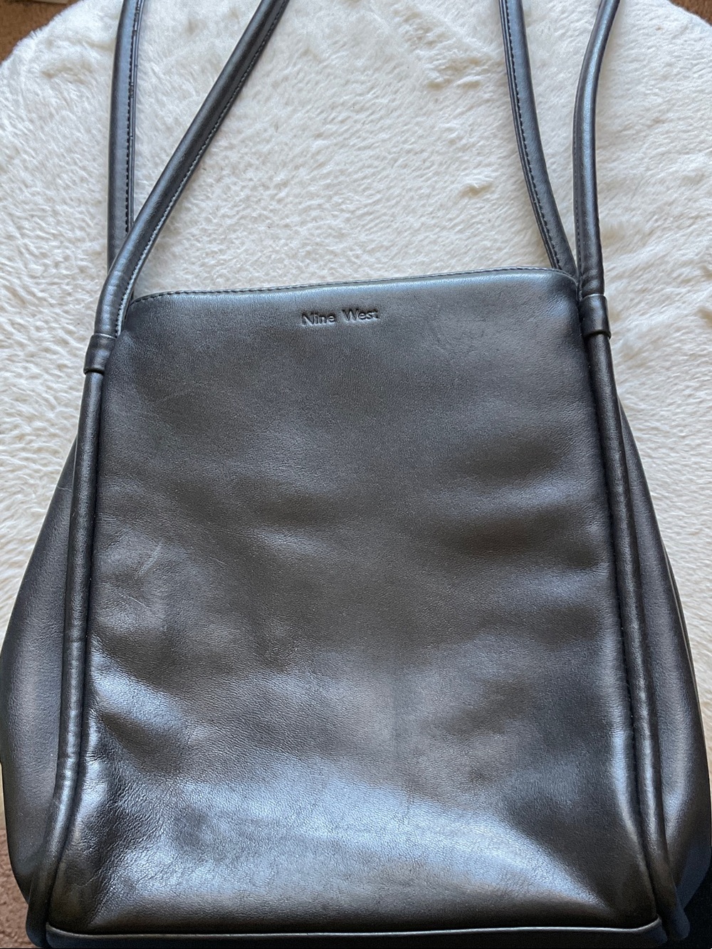 Nine West Black Smooth Leather Crossbody Bag